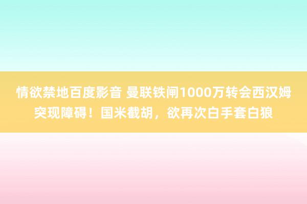 情欲禁地百度影音 曼联铁闸1000万转会西汉姆突现障碍！国米截胡，欲再次白手套白狼