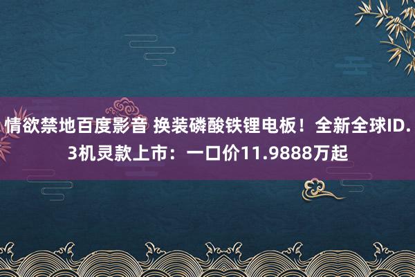 情欲禁地百度影音 换装磷酸铁锂电板！全新全球ID.3机灵款上市：一口价11.9888万起